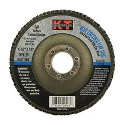 K-T INDUSTRIES 5-6963 Flap Disc, 4-1/2 in Dia, 7/8 in Arbor, 60 Grit, Zirconium Abrasive