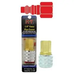 K-T INDUSTRIES 6-5109 Push Coupler, 1/4 in, FNPT, Brass, Zinc