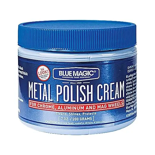 Blue Magic 400 Metal Polish Cream Non-Abrasive Tarnish and Oxidation Remover for Chrome 7 oz