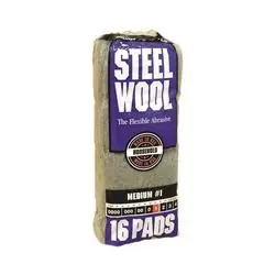 Homax 106604-06 Steel Wool Pad, 1 Grit, Medium, Gray