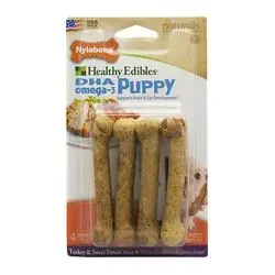 Nylabone Healthy Edibles N401VPP Chew Treat, Petite, Sweet Potato, Turkey Flavor, 4, Pack