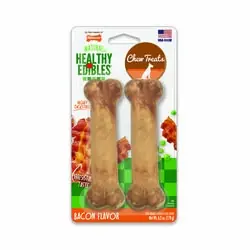 Nylabone Healthy Edibles NEB-103TP Wolf Dog Chew, 35 lb, Bacon Flavor, Treat, 2, Pack