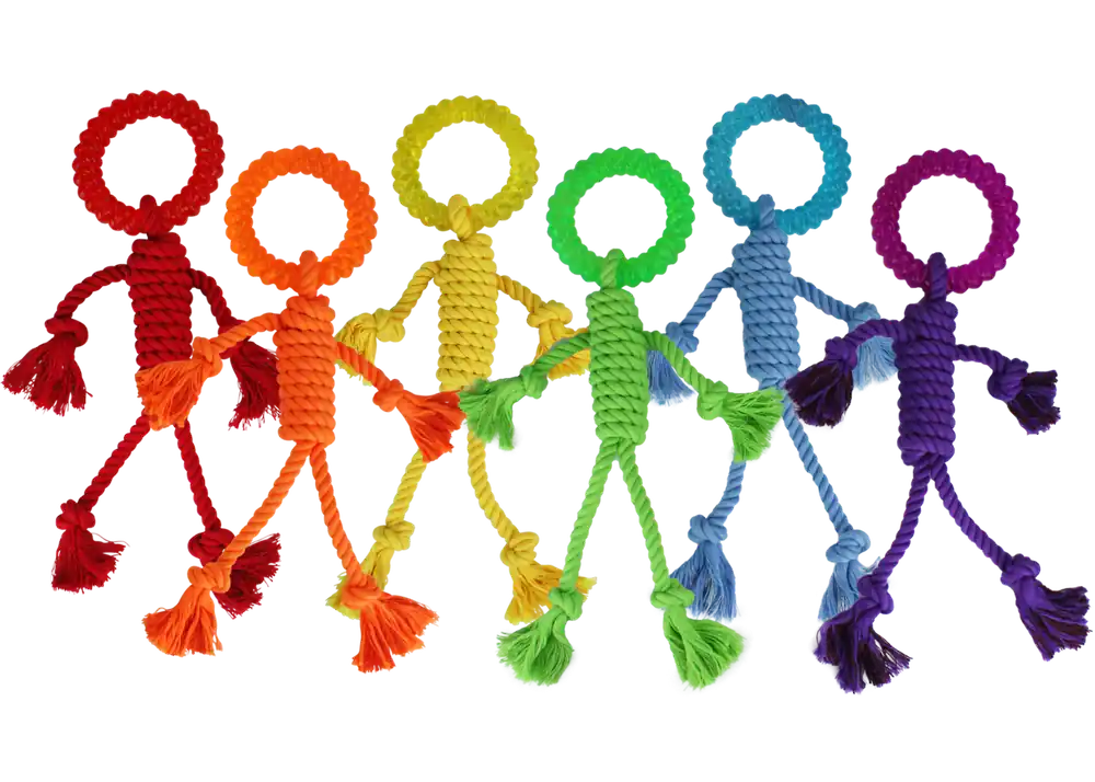 multipet 12.5" Nuts For Knots Rope Man Dog Toy - Assorted Colors