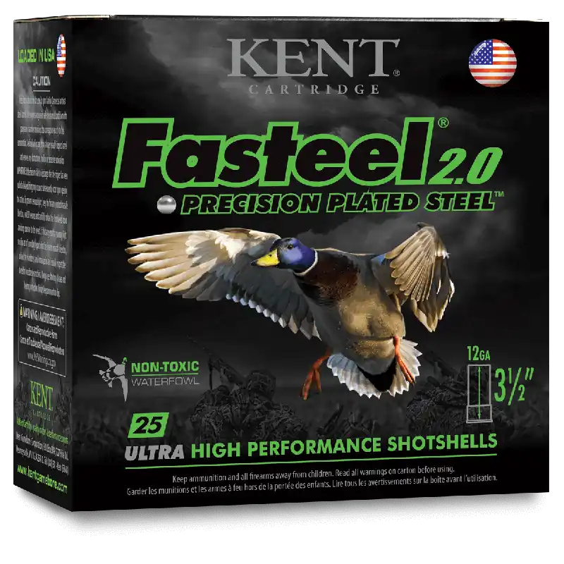 Kent Cartridge Fasteel 2.0 Precision Plated Steel Waterfowl 12ga. 3 1/2" 13/8 Load 3 Shot Ammunition