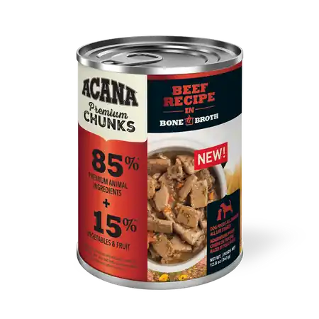 Acana Premium Chunks, Beef Recipe in Bone Broth Wet Dog Food 12.8oz