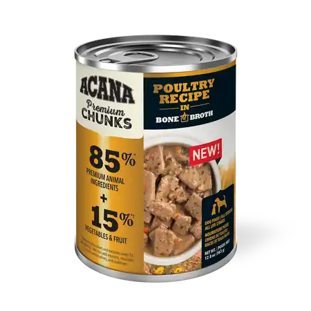 Acana Premium Chunks, Poultry Recipe in Bone Broth Wet Dog Food 12.8oz