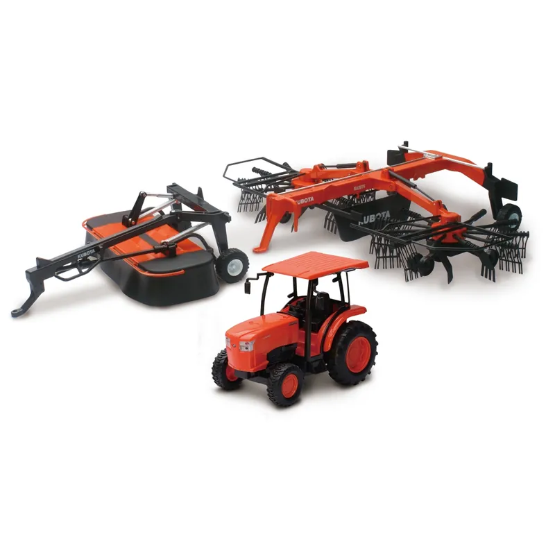 New Ray Kubota Tractor With Rake & Disk Mower Toy