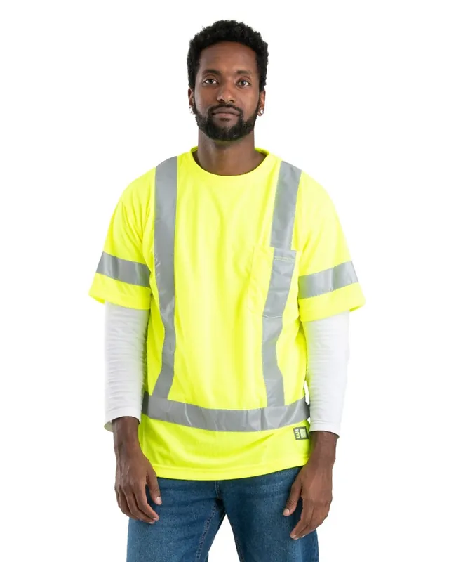 Berne HVK020 Men‘s Hi Vis Class 3 Performance Short Sleeve T-Shirt Yellow
