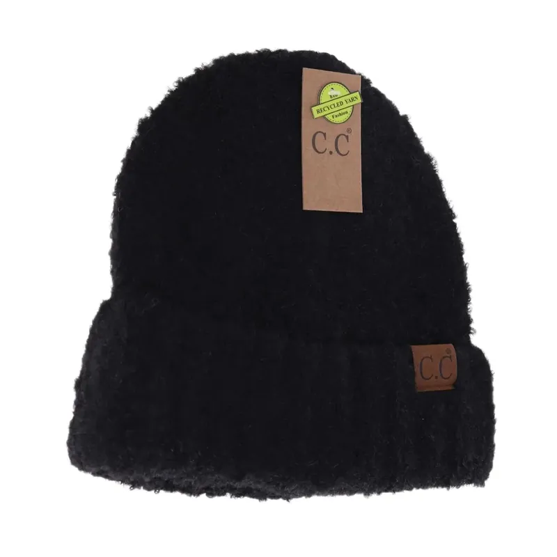 C.C. Beanie Women‘s Mixed Tone Boucle Cuff C.C Beanie HAT4010 Black