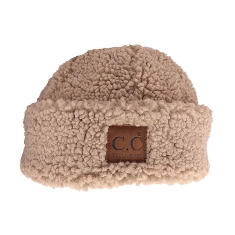 C.C. Beanie Women‘s Fuzzy Lined Sherpa Cuffed C.C Beanie HAT008 Dark Camel