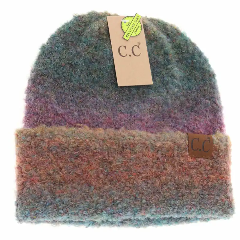 C.C. Beanie Women‘s Multi-colored Slouchy Mohair Cuffed C.C Beanie HAT2082 Forest Mix