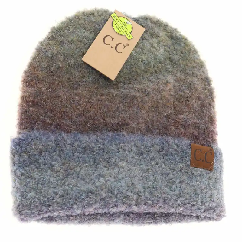 C.C. Beanie Women‘s Multi-colored Slouchy Mohair Cuffed C.C Beanie HAT2082 Indigo Mix