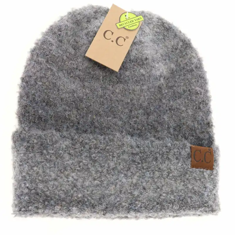 C.C. Beanie Women‘s Multi-colored Slouchy Mohair Cuffed C.C Beanie HAT2082 Black Mix