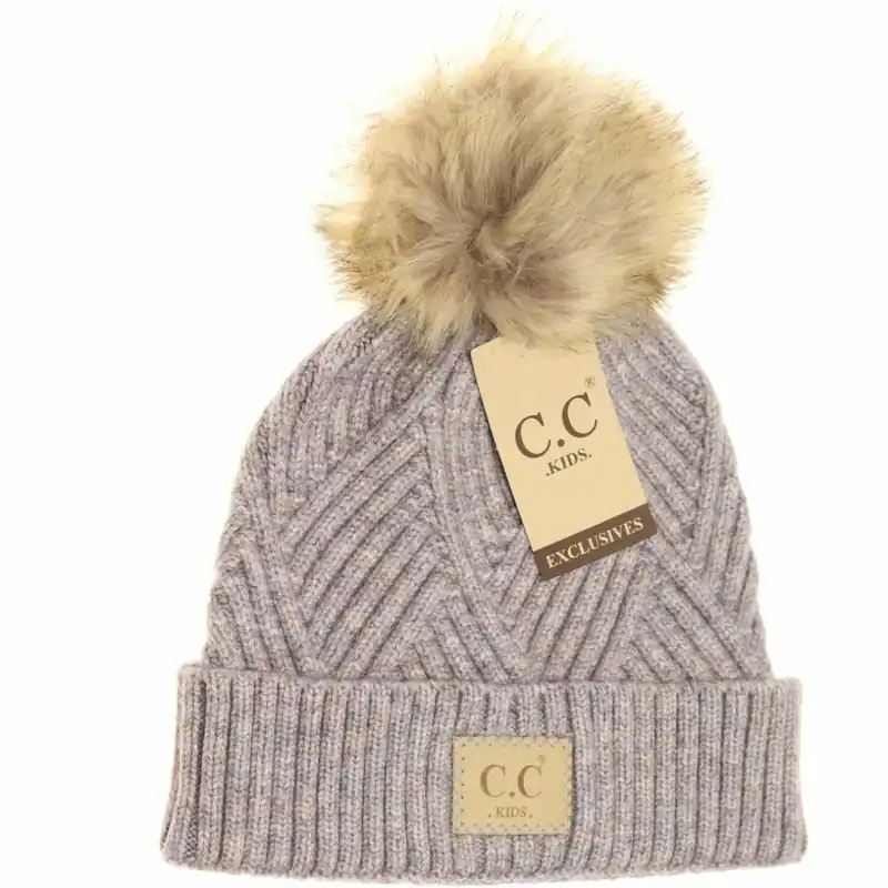 C.C. Beanie KIDS Large Patch Heathered Beanie KIDS2060 Periwinkle Mix