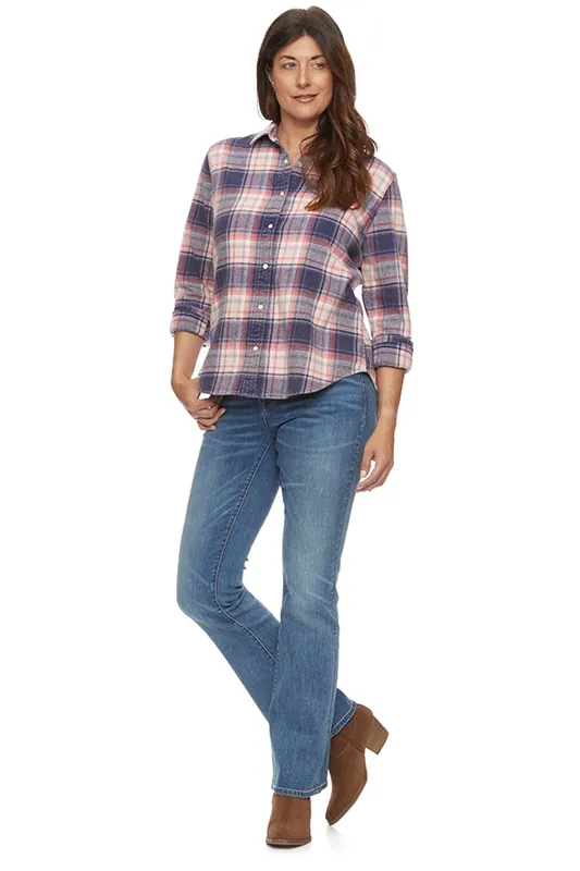 Threadgrit Women‘s Bonnie Mid Rise Boot Cut Jean Medium Wash