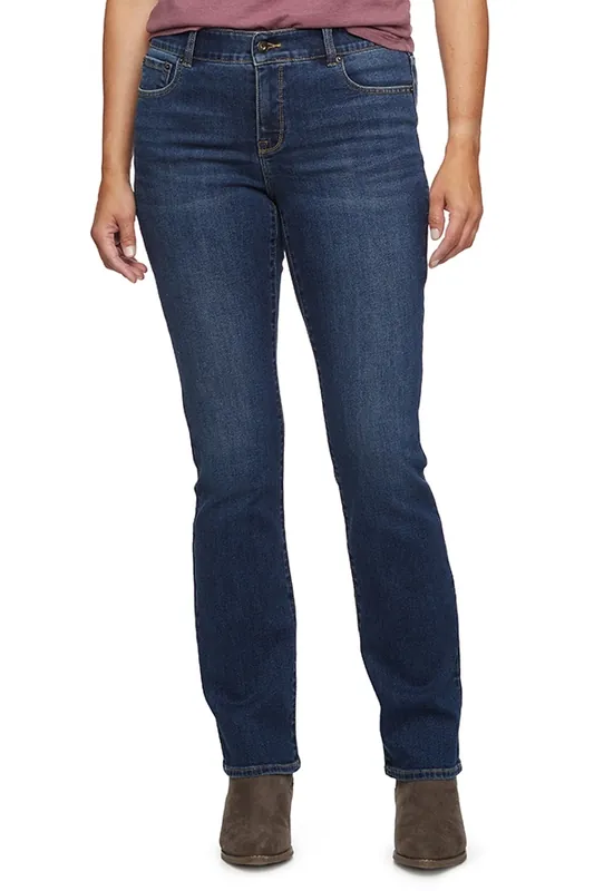Threadgrit Women‘s Mid Rise Boot Cut Jean Medium Wash