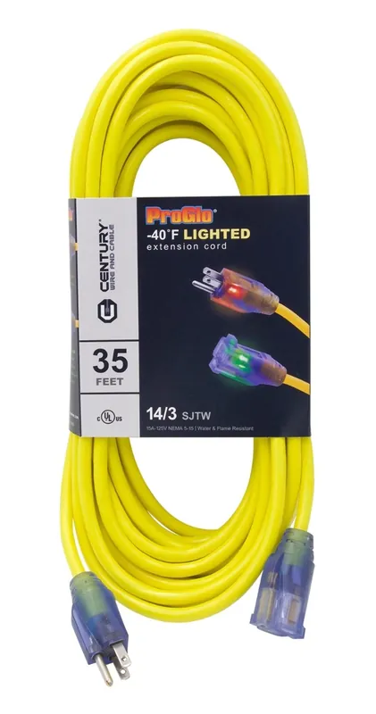 Century Wire & Cable 35ft 14/3 Yellow Extension Cord