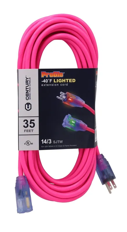 Century Wire & Cable 35ft 14/3 Pink Extension Cord
