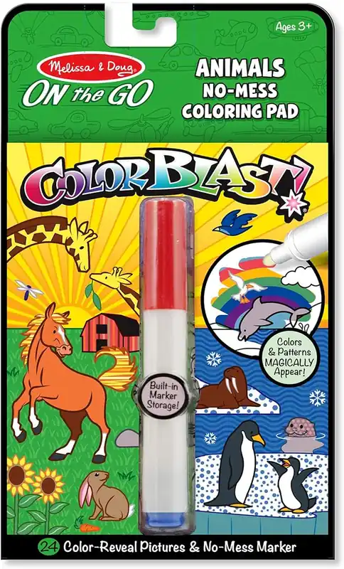 Melissa & Doug On the Go ColorBlast Animals Invisible Ink Color-Reveal Travel Activity Pad