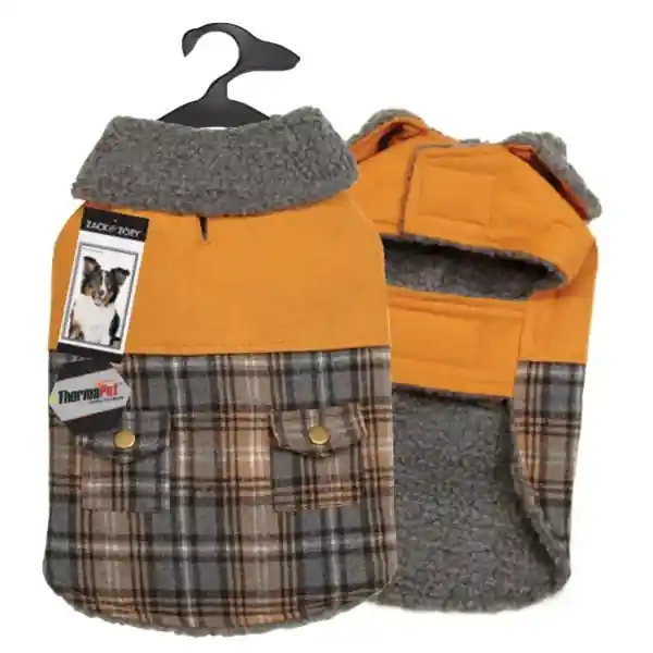 Zack & Zoey ThermaPet Plaid Duck Coat Brown