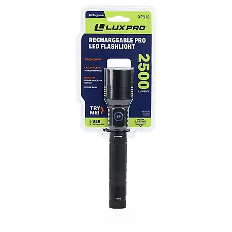 LUXPRO Rechargeable Flashlight with Powerbank 2500 Lumens