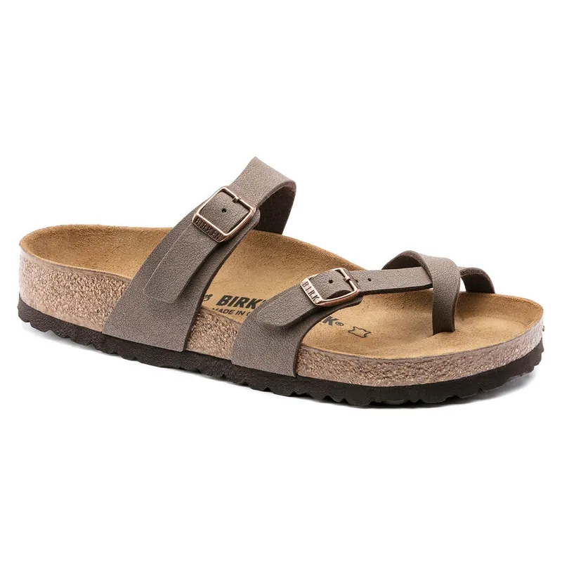 Birkenstock Women‘s Cross Toe-Strap Mayari Birkibuc Sandals - Mocha