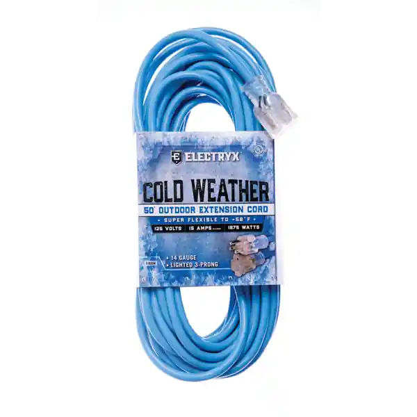 Electryx - 14 Gauge Cold Weather Outdoor Extension Cord 50Ft