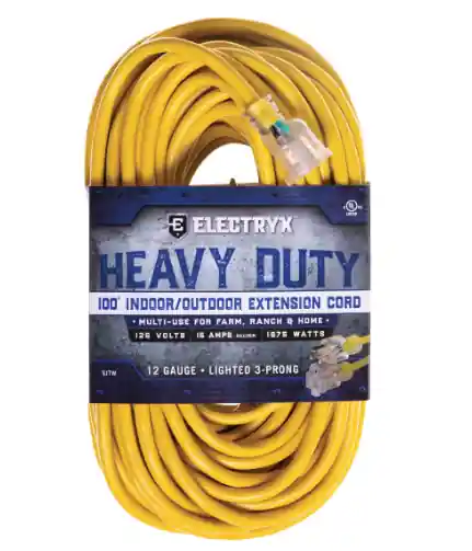 Electryx - 12 Gauge Heavy Duty Indoor/Outdoor Extension Cord 50ft Yellow