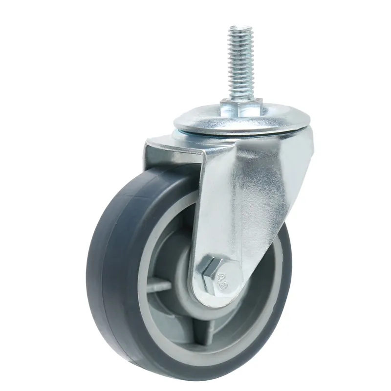 Precision Casters + Wheels™ 3" Swivel Non-Marking TPR Threaded Stem Caster
