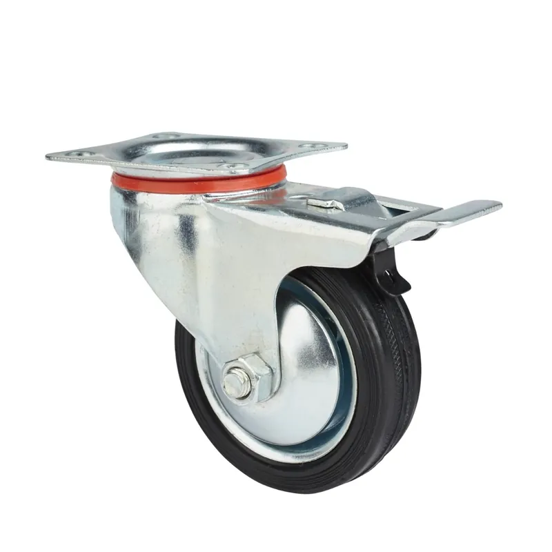 Precision Casters + Wheels™ 3" Swivel Rubber Caster with Brake