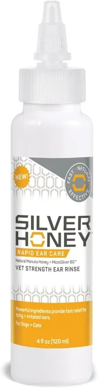 Silver Honey Rapid Ear Care Vet Strength Ear Rinse For Dogs & Cats - 4 oz Bottle
