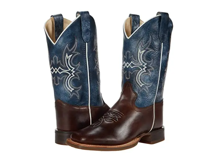 Old West Boys‘ Wipe Out Western Boot Broad Square Toe Blue