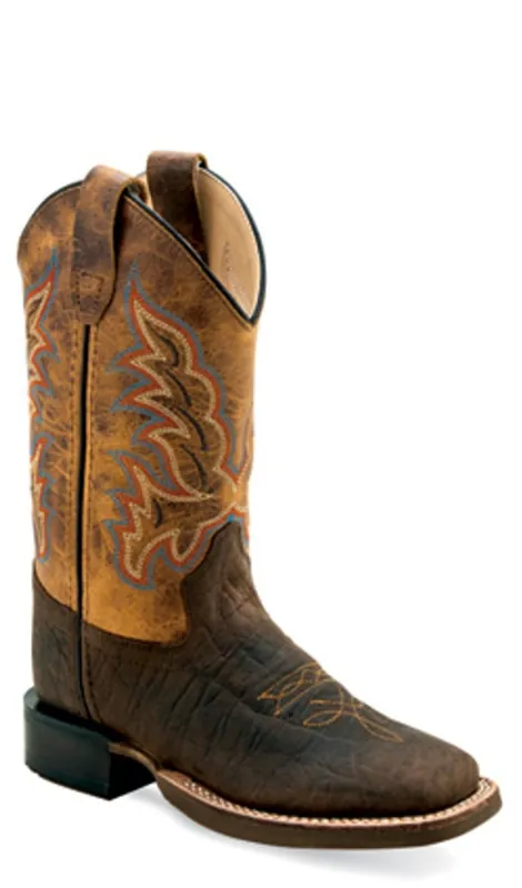 Old West Western Boots Child Bullhide Dark Brown BSC1955