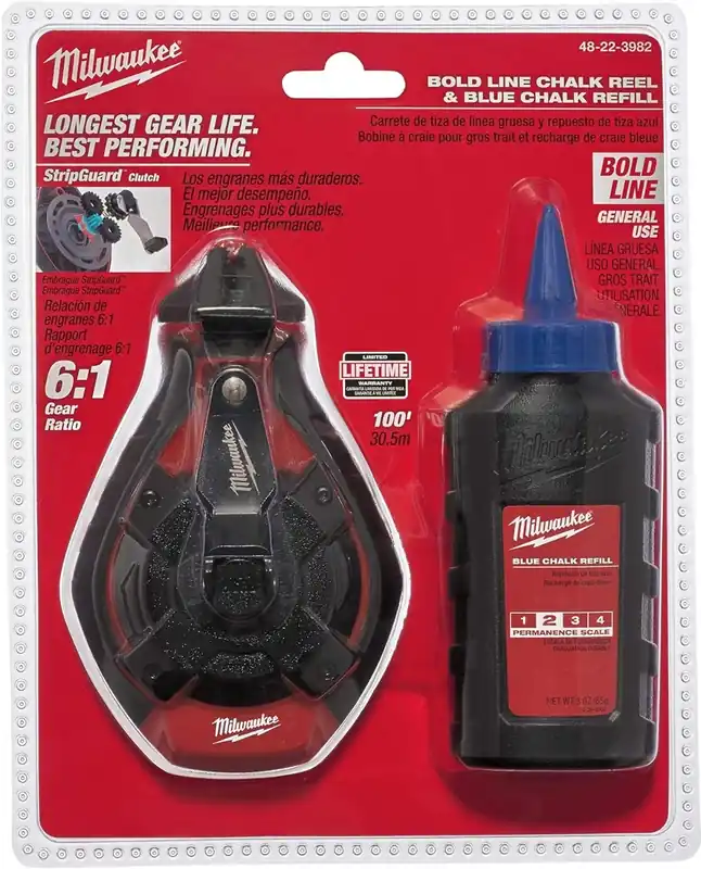 Milwaukee Electric Tool 48-22-3982 100 Ft. Bold Line Chalk Reel and Refill