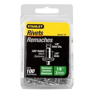 Stanley 100 pack 1/8 In. x 1/8 In. Aluminum Rivets
