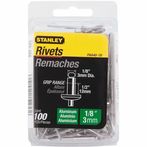 STANLEY PAA48-1B ALUMINUM RIVETS 1/8" X 1/2" - 100 PACK