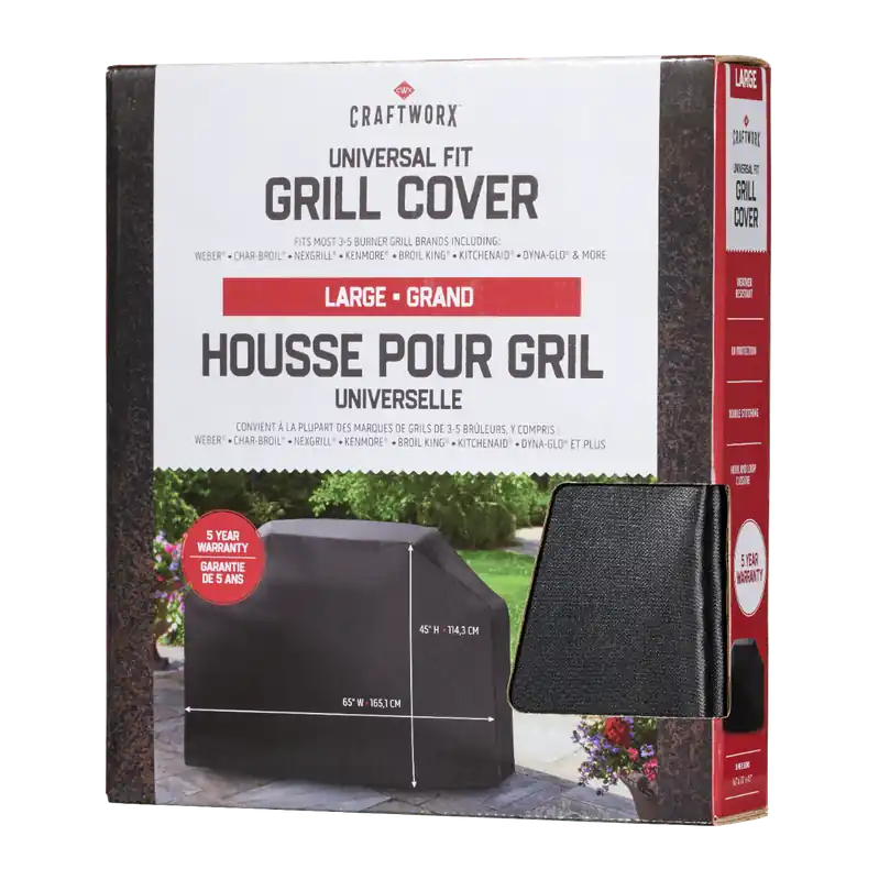 Craftworx™ Universal Fit Premium L Grill Cover 65"x20"x45"