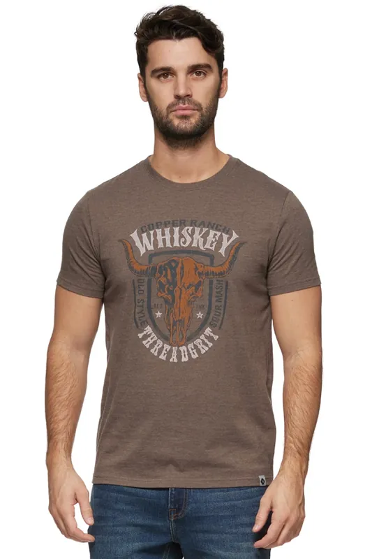 Threadgrit Men‘s Ranch Whiskey T-Shirt Brown Heather