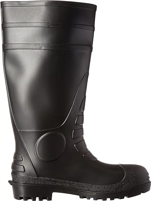 PVC 15" Plain Toe Economy Knee Boot - Black