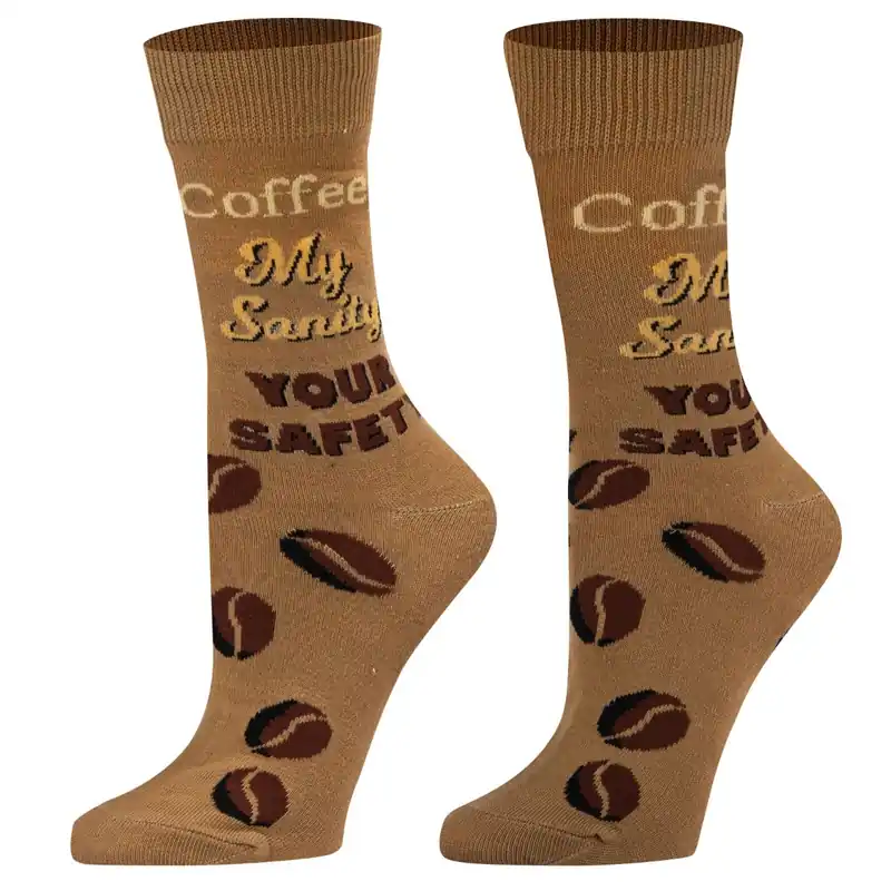 Crazy Socks Fun Prints Crew Socks - Coffee My Sanity