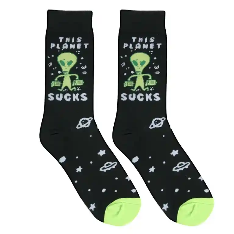 Crazy Socks Fun Prints Crew Socks - This Planet Sucks