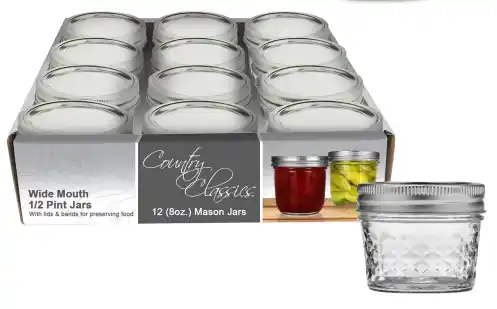 Country Classics Quilted 4oz Glass Canning Jars 12Pk