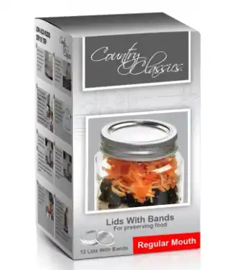 Country Classics Regular Mouth Canning Jar Lids W/Bands 12Pk