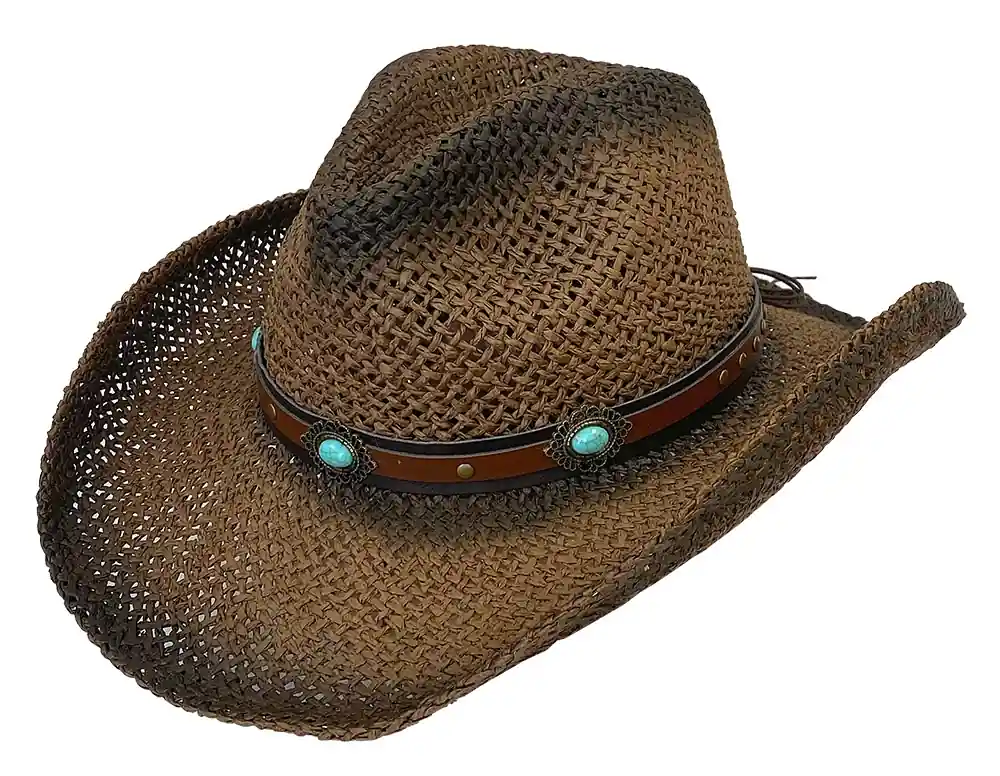 Broner Men‘s Bronco Buster Brown Woven Paper Western Hat OSFM