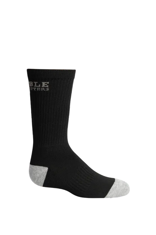 Noble Outfitters 63011-019 Youth Performance Crew Sock 6Pk Black Large
