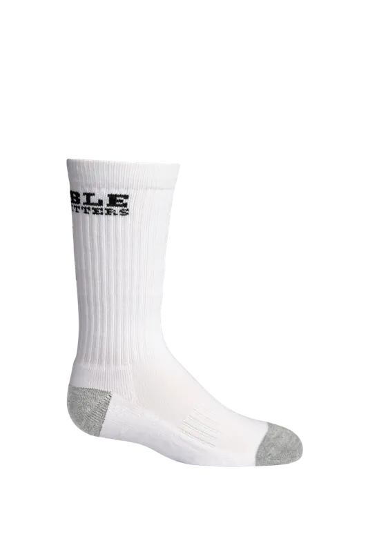 Noble Outfitters 63011-010 Youth Performance Crew Sock White 6PK Small