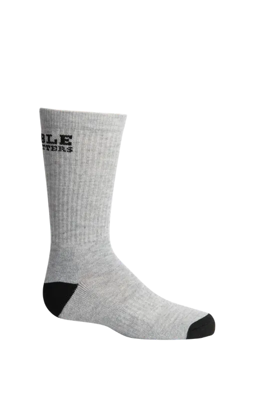 Noble Outfitters 63011-016 Youth Performance Crew Sock Grey 6PK Small