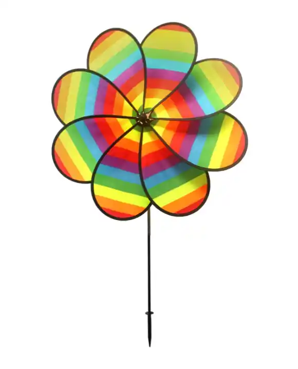 Gardener Select 8-Petal Rainbow Stripes Pinwheel - Large - Rainbow