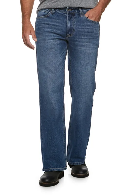 Threadgrit Men‘s Caleb Relaxed Boot Cut Jean Medium Wash