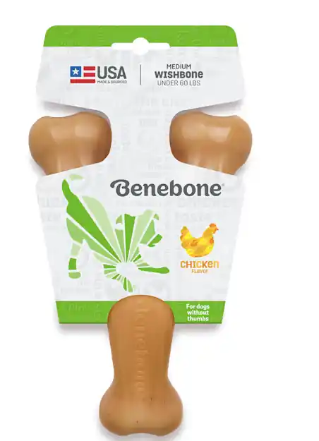 Benebone Chicken Flavored Wishbone Dog Chew Toy - Medium
